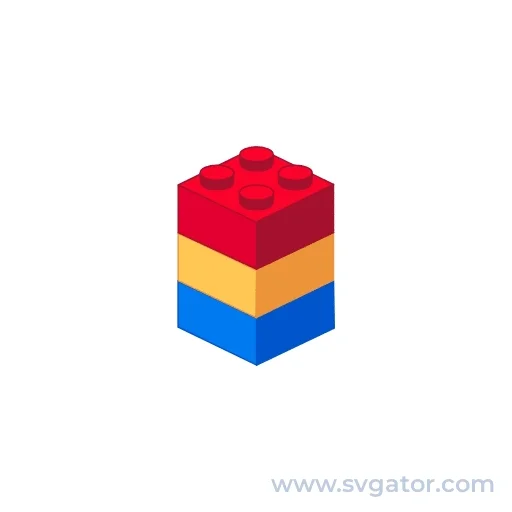 Red, blue, and yellow Lego blocks getting stacked up on top of one another.