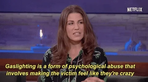A lady says gaslighting is a form of psychological abuse that involves making the victim feel like they're crazy.