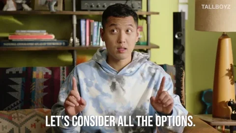 A man saying, "Let's consider all the options."
