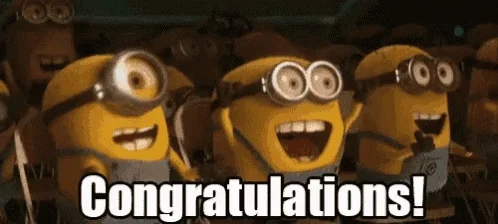 Minions cheering in congratulations.