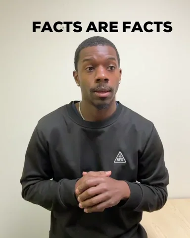 A man shrugs with both hands raised with the caption “Facts are facts”.