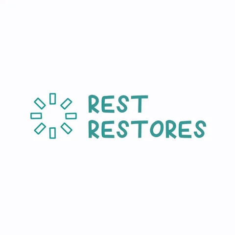 A loading logo beside the words 'rest restores'.