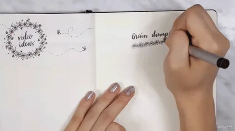 A person writing the words 