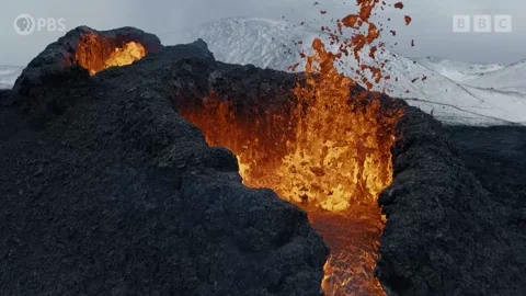 Molten rock inside a volcano
