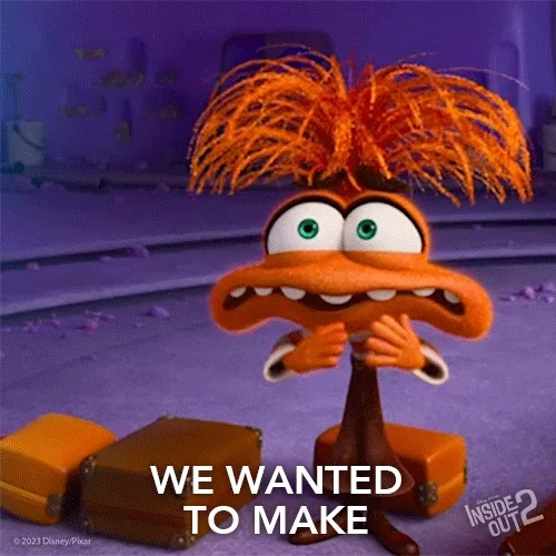 Anxiety from Inside Out says, "We wanted to make such a good impression!"