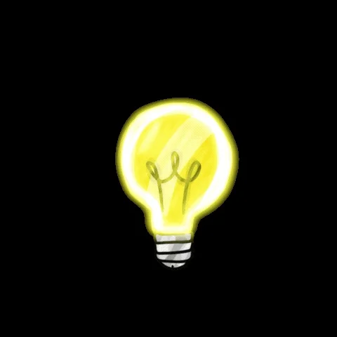 A glowing light bulb.