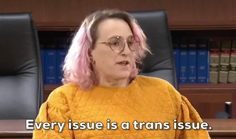 A woman says, 'Every issue is a trans issue.'