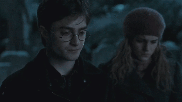 Harry Potter cries at his parents' gravesite, then says 
