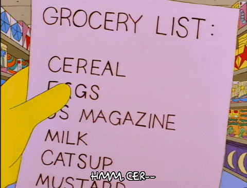 Animated GIF of a grocery list