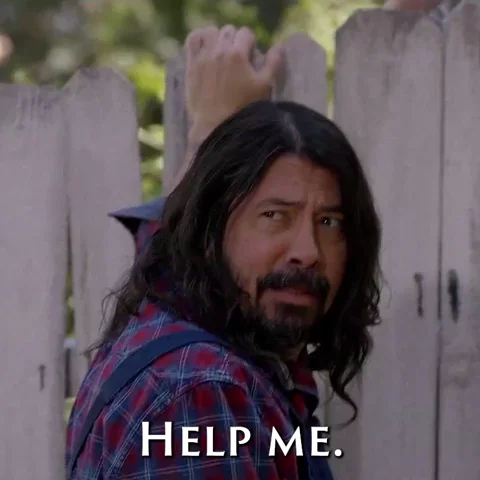 Dave Grohl with his hand on a fence. He turns and says, 