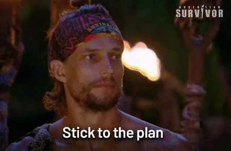 Survivor contestant saying “stick to the plan”