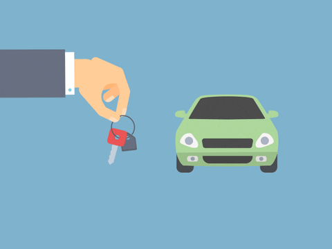 Gif with hand holding car keys and car