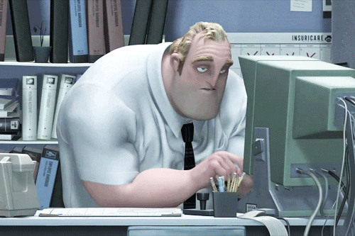 One of the Incredibles typing on a computer