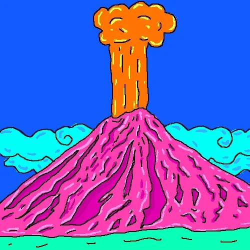 Cartoon volcano exploding