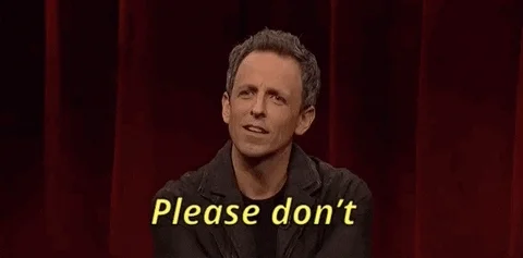 Saturday Night Live's Seth Meyers shaking his head and saying, 