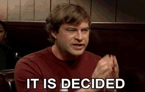 A man bows and says, "It is decided."