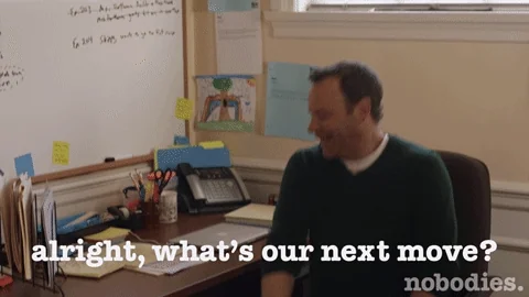A man sits down and says, "Alright, what's our next move?"