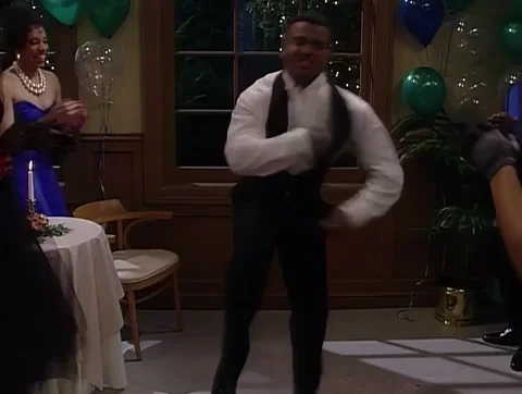 Carlton from 'The Fresh Prince of Bel Air' dances at a formal event. 