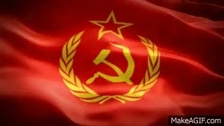 A Soviet flag waving.