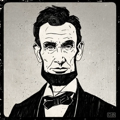Abraham Lincoln removes a mask.