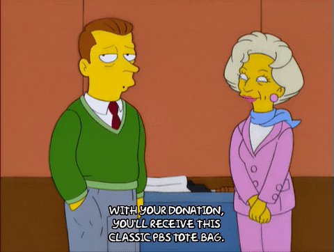 Man from The Simpsons telling woman: 
