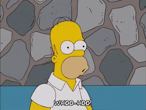 A GIF of Homer Simpson saying Whoo-hoo and pumping his fists in the air.
