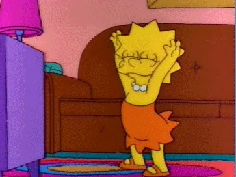 Lisa Simpson dances happily.