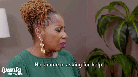 Woman saying there is 'No shame in asking for help'