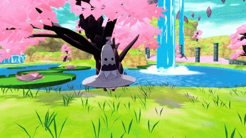 A scene from a video game with seasons changing from winter to spring, then summer, then fall.