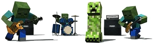 Minecraft zombie rock band playing music