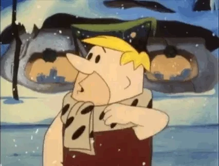 Barney Rubble from The Flintstones scratching his head.