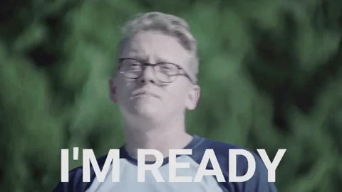A man puts on a swim cap. The text reads: "I'm ready."