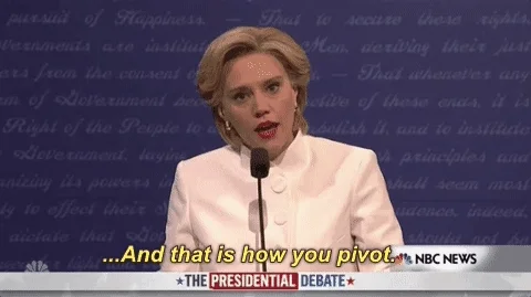 Actor Kate McKinnon as Hillary Clinton saying, 