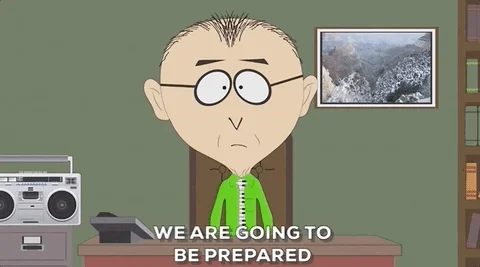 A cartooned man is sitting at a desk and saying 'we are going to be prepared.' 