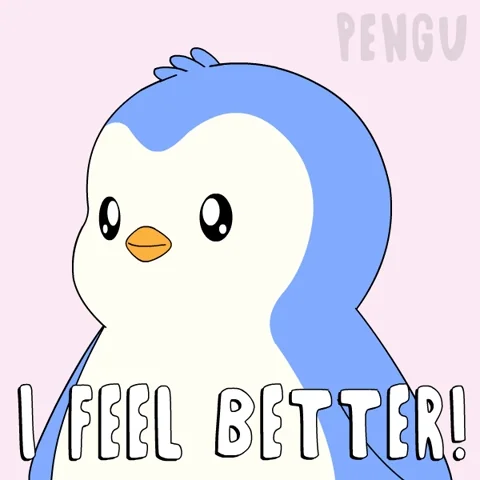 A cartoon penguin saying,