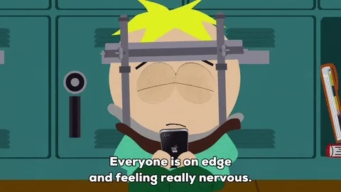 South Park character in a neck and head frame saying 