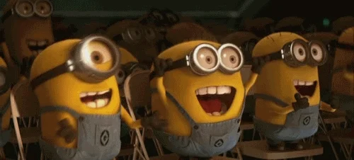Minions cheering with excitement.
