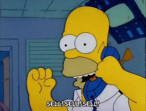 A GIF of Homer Simpson saying 'Sell! Sell! Sell!'