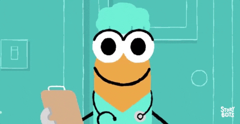 An animation of a veterinarian waving