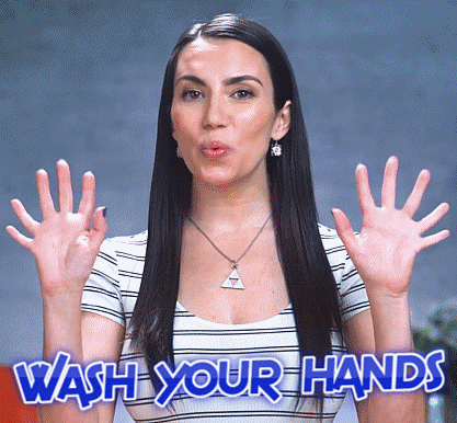 Woman telling everyone to wash your hands!