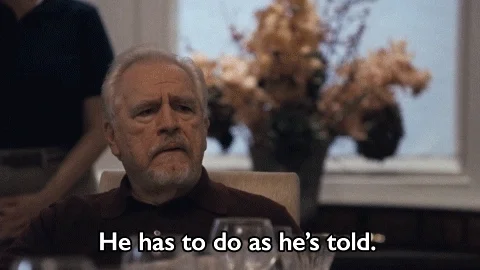 Succession HBO gif. Father saying son has to do what he's told.