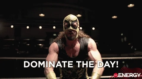 A masked wrestler in a ring saying passionately, 