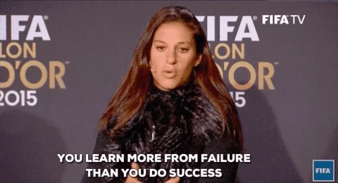 A woman saying, 'You learn more from failure than you do success.'