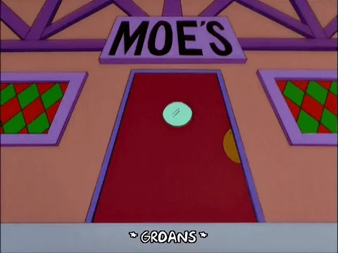 Two men kick Homer Simpson out of a building. The sign above the door reads, 