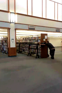 Moving book shelves as a library