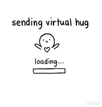 A graphic depicting a virtual hug GIF. The text reads, 