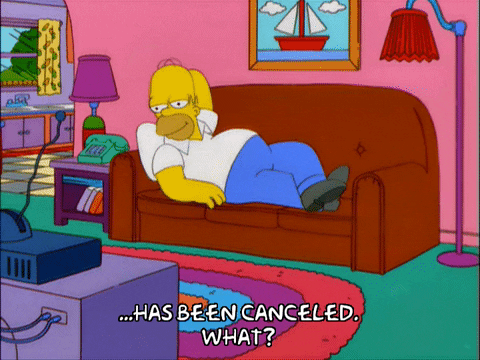 Homer Simpson watching TV on the couch, asking, 