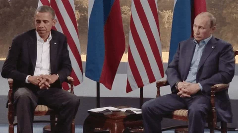 Obama and Putin sharing an awkward silence at a press conference.