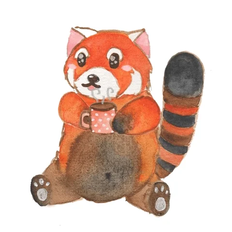 An animal sipping coffee.