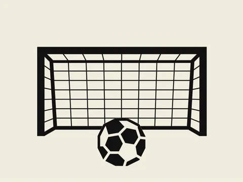 A soccer ball entering a net.
